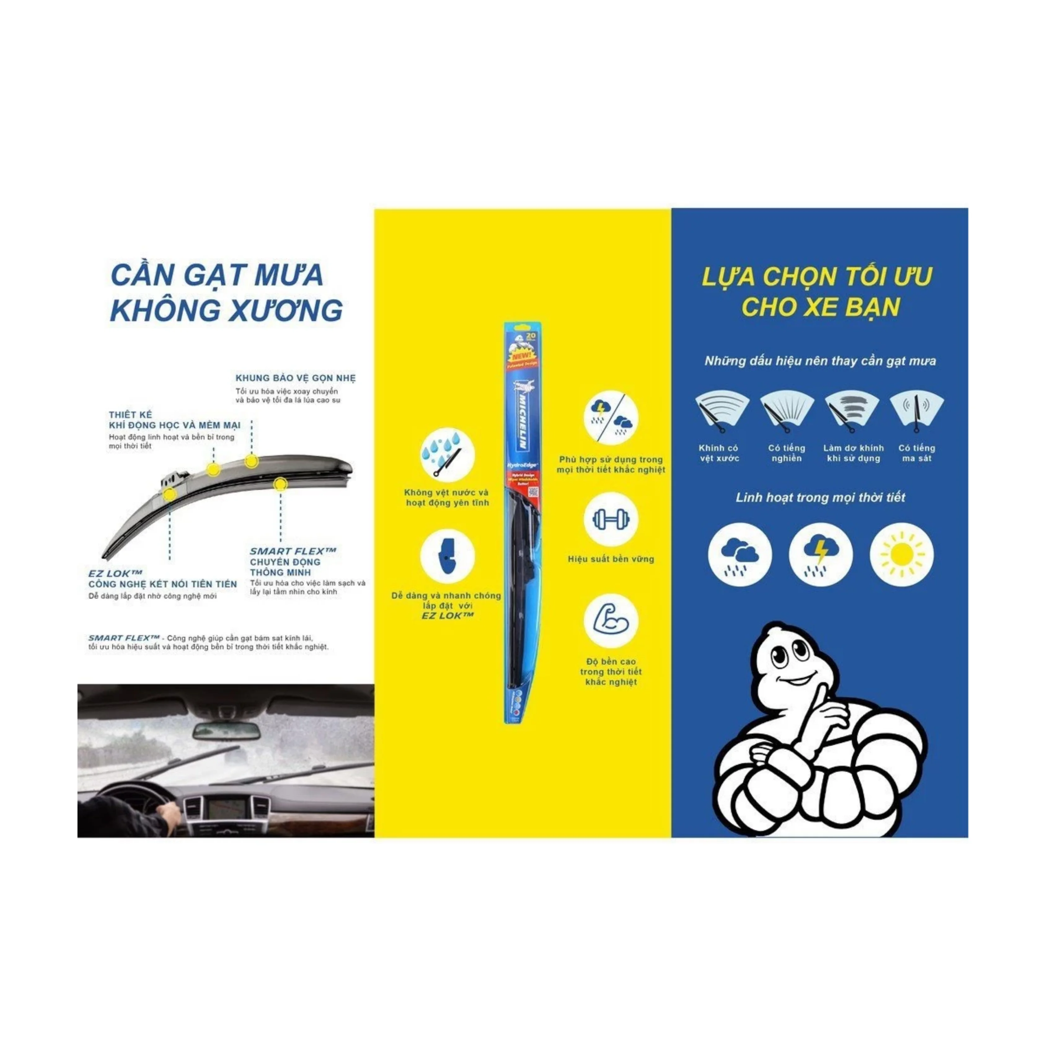 Gạt Mưa 3 khúc MICHELIN HydroEdge Hybrid 20"