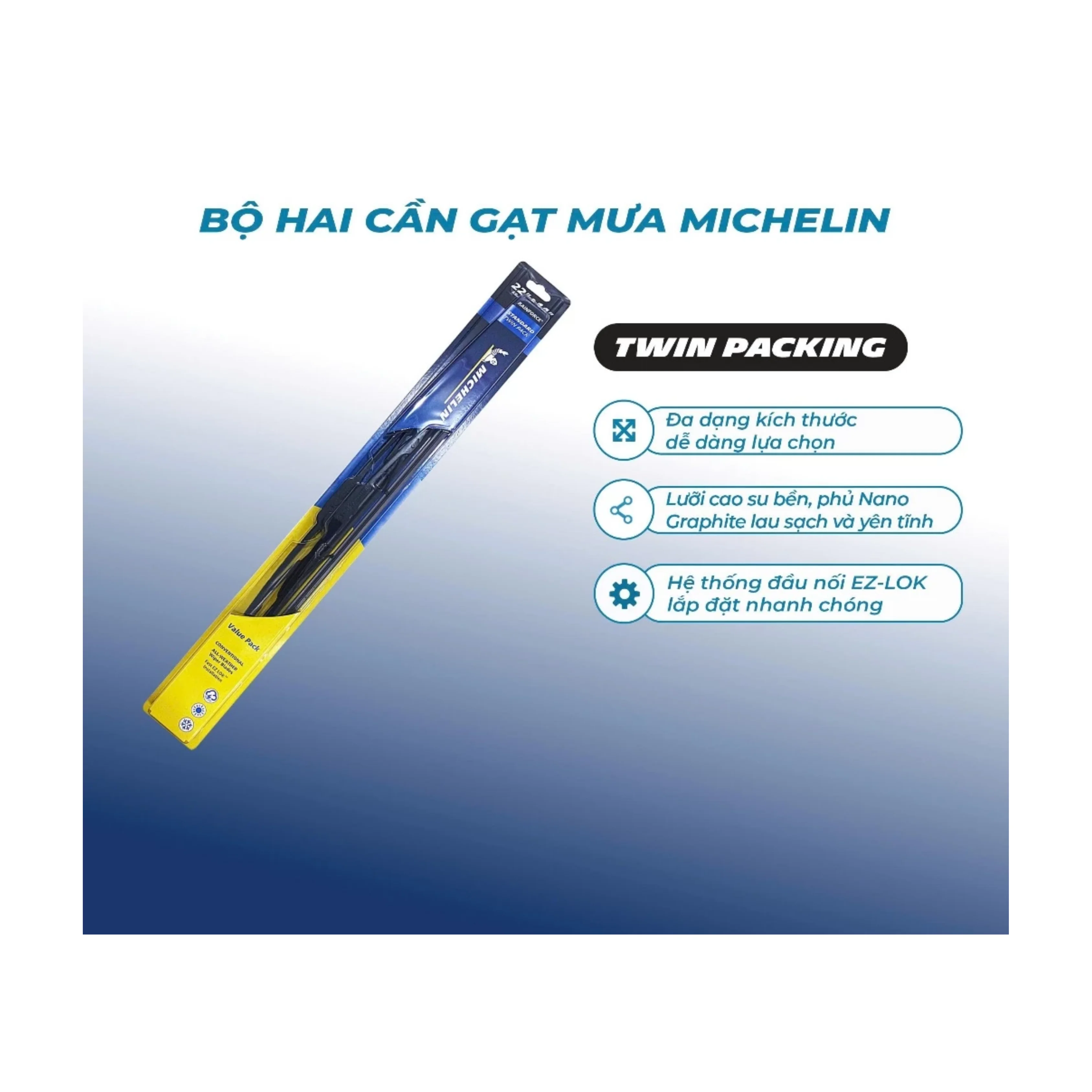 Bộ 2 chiếc Gạt Mưa khung sắt MICHELIN 24" x 16"