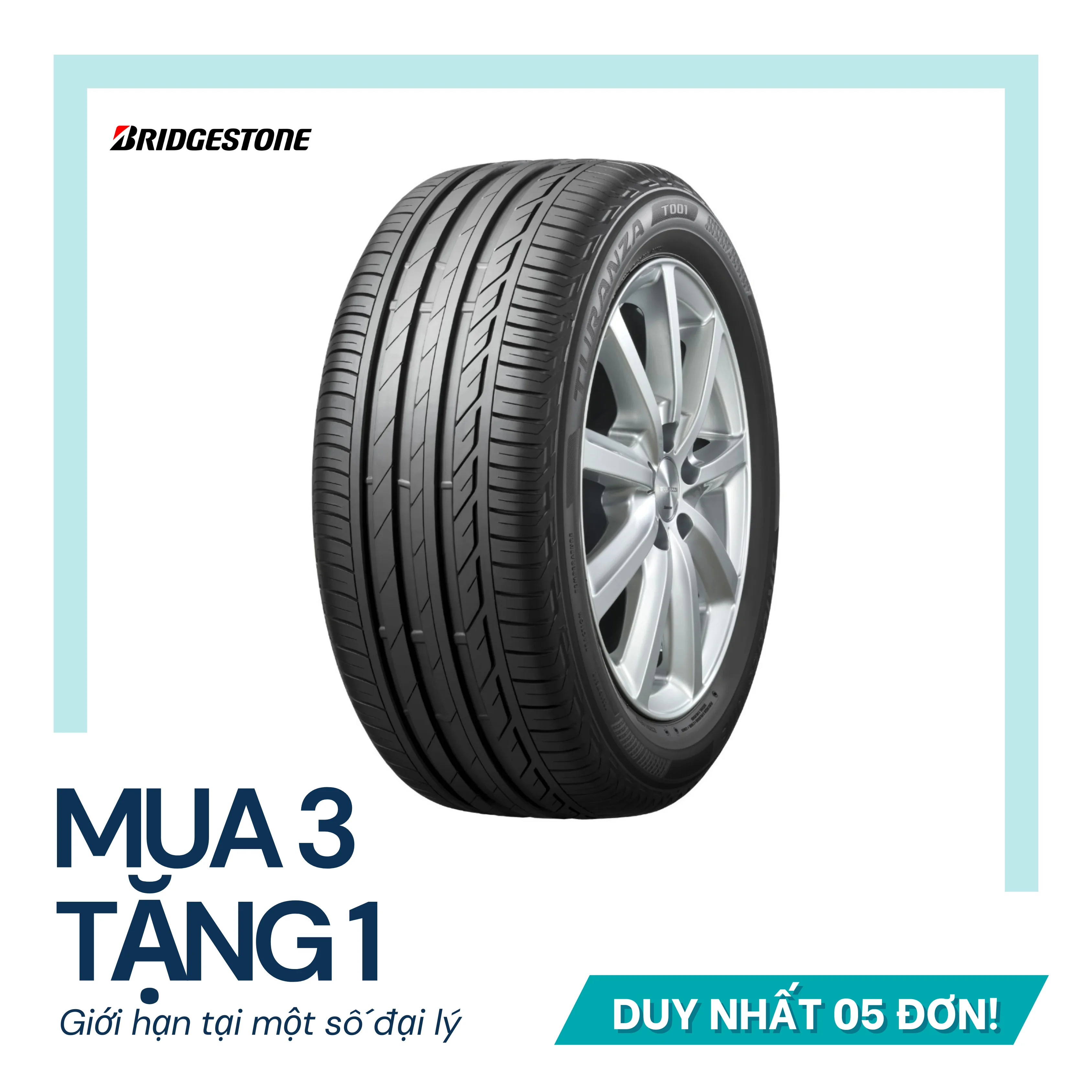 Lốp Bridgestone 205/50R17 Turanza T01 | 4pr | Nhật Bản